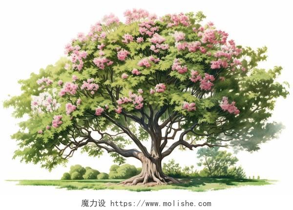 开满花的树平面AI插画